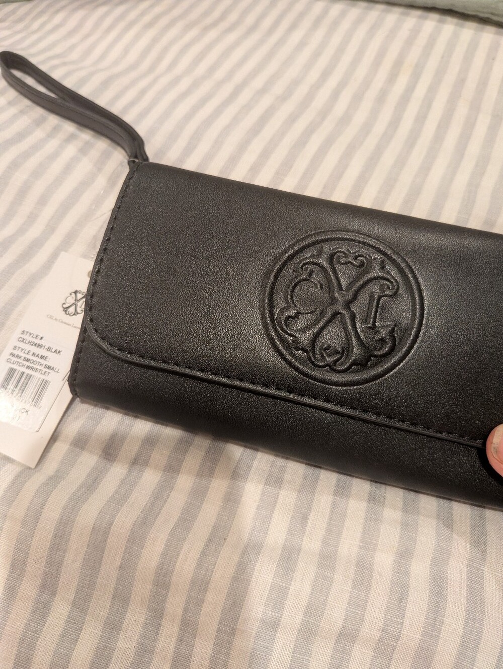 Christian Lacroix Black Wristlet Clutch with Gold Accent